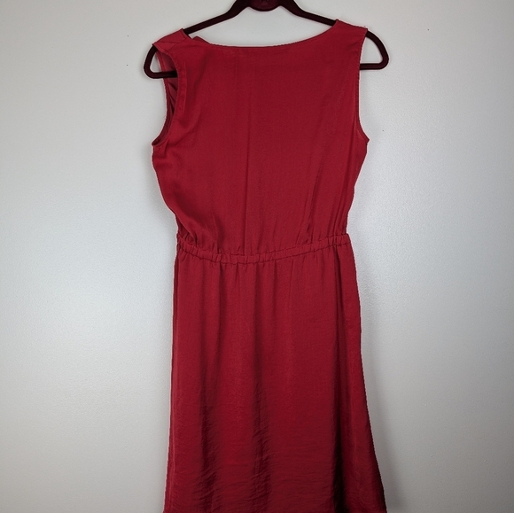 Zara Basic Red Sleeveless Midi Dress, Elastic‎ Waist, Casual Summer Dress - Picture 5 of 7